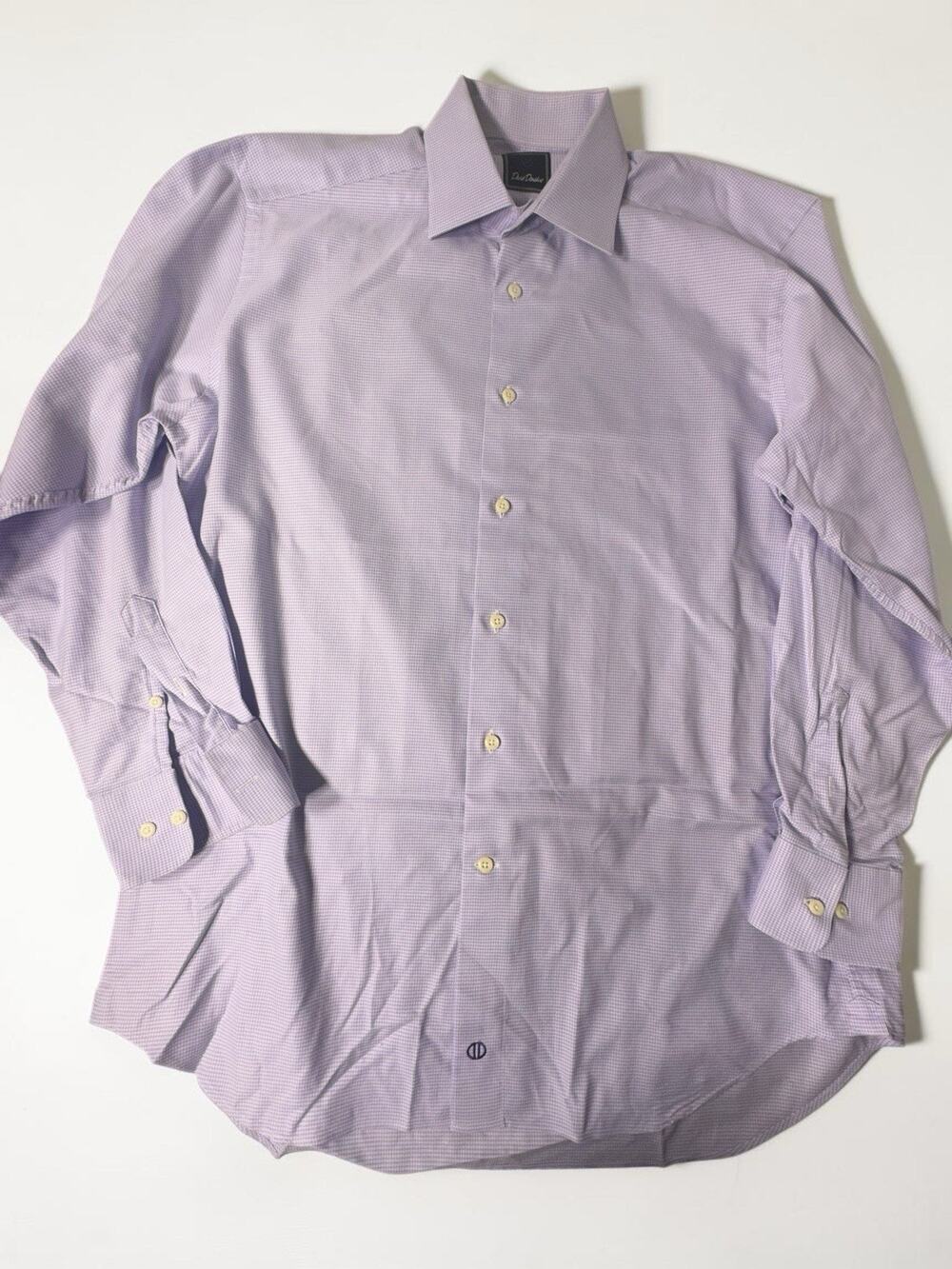 David Donahue Shirt Mens 16 32/33 Purple Geometric Dress Button Up